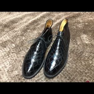 Black alligator boots